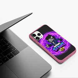 Чехол iPhone 11 Pro матовый Brawl Stars CROW, цвет: 3D-малиновый — фото 2