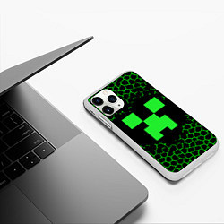 Чехол iPhone 11 Pro матовый Minecraft, цвет: 3D-белый — фото 2