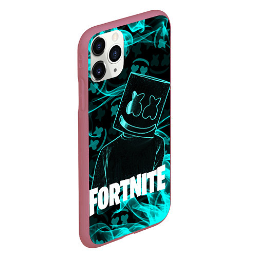 Чехол iPhone 11 Pro матовый Fortnite Marshmello / 3D-Малиновый – фото 2