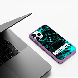 Чехол iPhone 11 Pro матовый Fortnite Marshmello, цвет: 3D-фиолетовый — фото 2