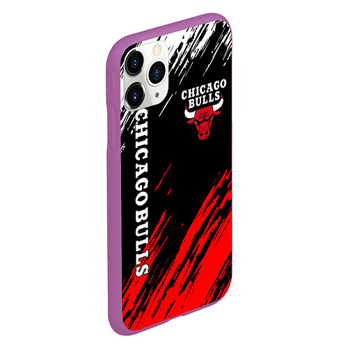 Чехол iPhone 11 Pro матовый CHICAGO BULLS / 3D-Фиолетовый – фото 2