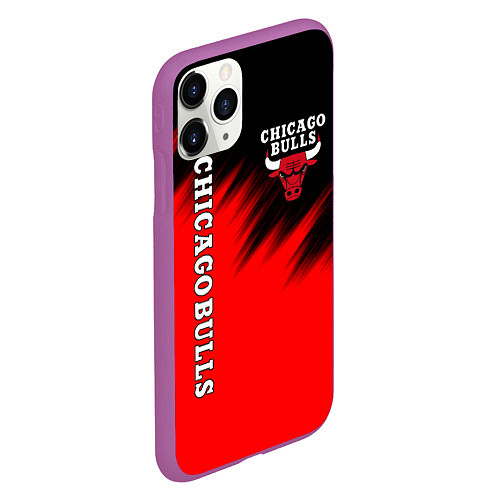 Чехол iPhone 11 Pro матовый CHICAGO BULLS / 3D-Фиолетовый – фото 2