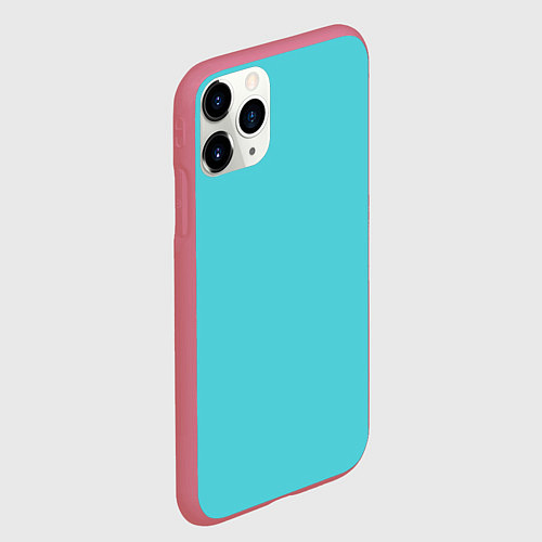 Чехол iPhone 11 Pro матовый Бирюза / 3D-Малиновый – фото 2