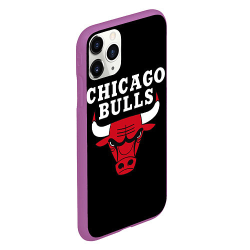 Чехол iPhone 11 Pro матовый CHICAGO BULLS / 3D-Фиолетовый – фото 2