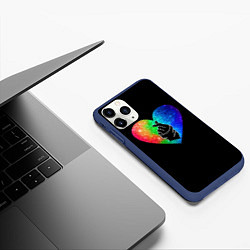 Чехол iPhone 11 Pro матовый Сердечко, цвет: 3D-тёмно-синий — фото 2