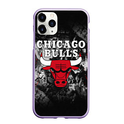 Чехол iPhone 11 Pro матовый CHICAGO BULLS, цвет: 3D-светло-сиреневый