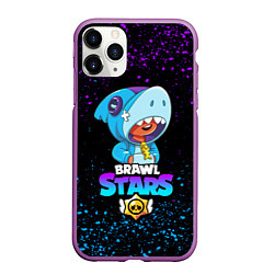 Чехол iPhone 11 Pro матовый BRAWL STARS LEON SHARK, цвет: 3D-фиолетовый