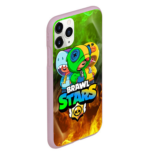 Чехол iPhone 11 Pro матовый BRAWL STARS LEON TRIO / 3D-Розовый – фото 2