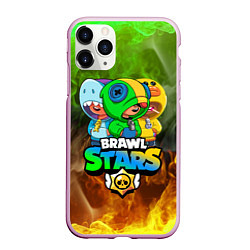 Чехол iPhone 11 Pro матовый BRAWL STARS LEON TRIO, цвет: 3D-розовый