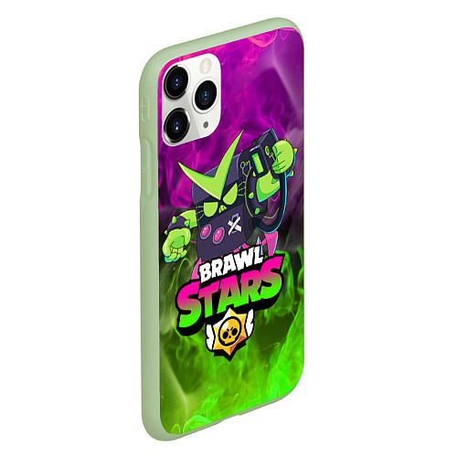 Чехол iPhone 11 Pro матовый BRAWL STARS VIRUS 8-BIT / 3D-Салатовый – фото 2