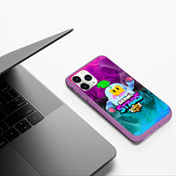 Чехол iPhone 11 Pro матовый BRAWL STARS SPROUT, цвет: 3D-фиолетовый — фото 2