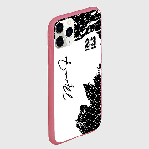 Чехол iPhone 11 Pro матовый Michael Jordan 23 / 3D-Малиновый – фото 2