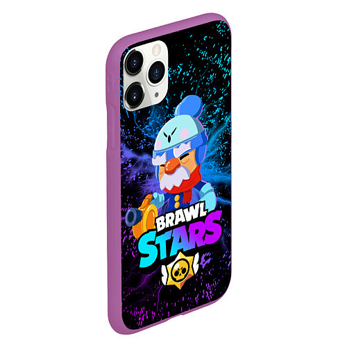 Чехол iPhone 11 Pro матовый BRAWL STARS GALE / 3D-Фиолетовый – фото 2