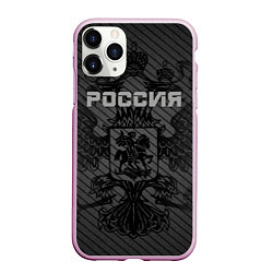 Чехол iPhone 11 Pro матовый Россия карбон, цвет: 3D-розовый