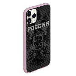 Чехол iPhone 11 Pro матовый Россия карбон, цвет: 3D-розовый — фото 2