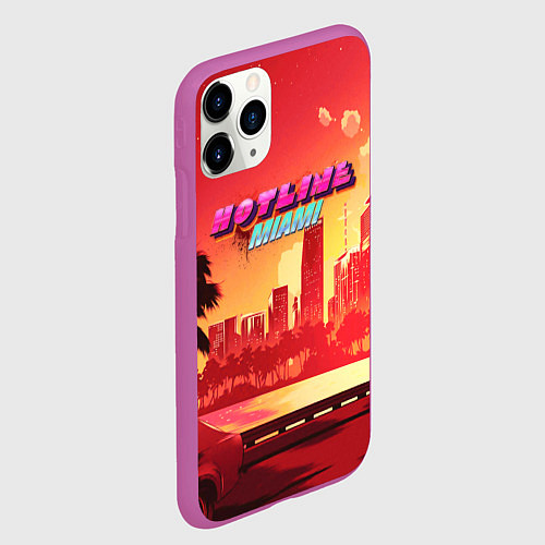 Чехол iPhone 11 Pro матовый HOTLINE MIAMI / 3D-Фиолетовый – фото 2