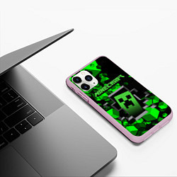 Чехол iPhone 11 Pro матовый Minecraft, цвет: 3D-розовый — фото 2