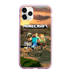 Чехол iPhone 11 Pro матовый Minecraft, цвет: 3D-розовый