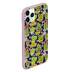 Чехол iPhone 11 Pro матовый Кактусы, цвет: 3D-розовый — фото 2