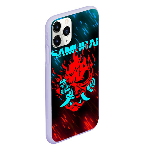 Чехол iPhone 11 Pro матовый CYBERPUNK 2077 SAMURAI / 3D-Светло-сиреневый – фото 2