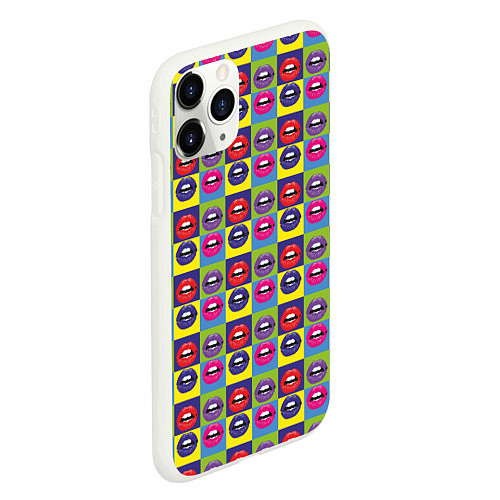 Чехол iPhone 11 Pro матовый Губы Поп-арт / 3D-Белый – фото 2