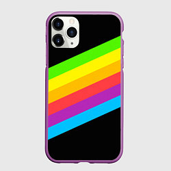 Чехол iPhone 11 Pro матовый НЕОНОВЫЕ ЛИНИИ, цвет: 3D-фиолетовый