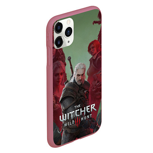 Чехол iPhone 11 Pro матовый The Witcher 5-летие / 3D-Малиновый – фото 2