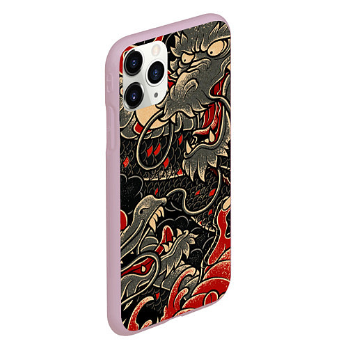 Чехол iPhone 11 Pro матовый Dsquared tatoo DRAGON / 3D-Розовый – фото 2