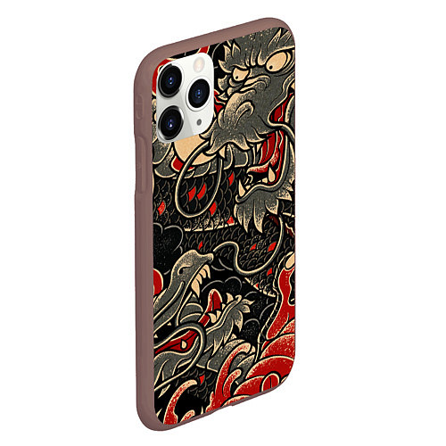 Чехол iPhone 11 Pro матовый Dsquared tatoo DRAGON / 3D-Коричневый – фото 2