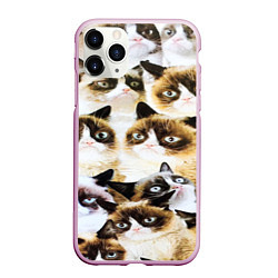 Чехол iPhone 11 Pro матовый КОТ МЕМ, цвет: 3D-розовый