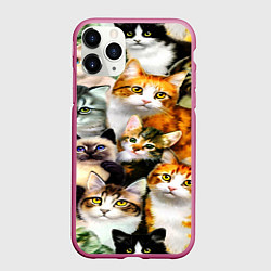 Чехол iPhone 11 Pro матовый КОТЫ, цвет: 3D-малиновый