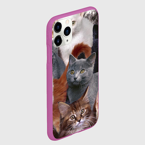 Чехол iPhone 11 Pro матовый КОТЯТКИ / 3D-Фиолетовый – фото 2