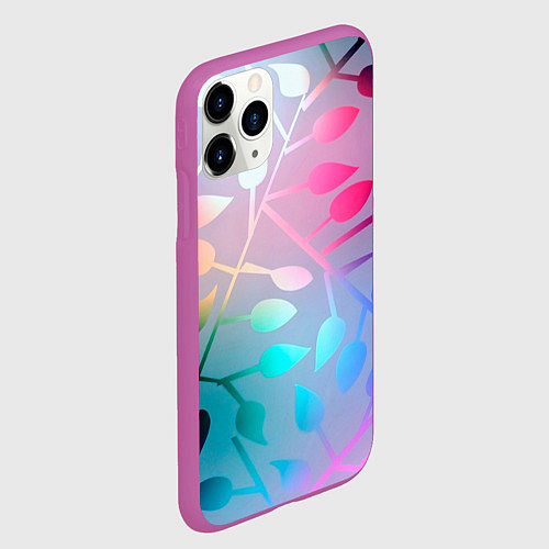 Чехол iPhone 11 Pro матовый Листья / 3D-Фиолетовый – фото 2