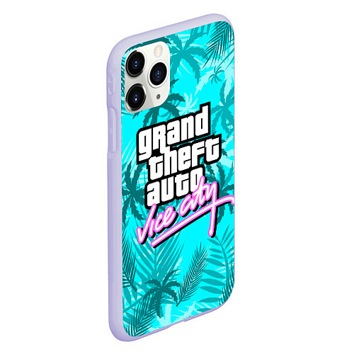 Чехол iPhone 11 Pro матовый GTA VICE CITY / 3D-Светло-сиреневый – фото 2