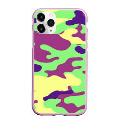 Чехол iPhone 11 Pro матовый Камуфляж, цвет: 3D-розовый
