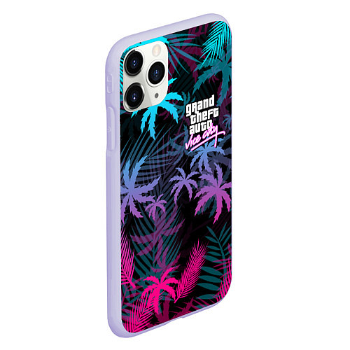 Чехол iPhone 11 Pro матовый GTA VICE CITY / 3D-Светло-сиреневый – фото 2