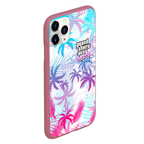 Чехол iPhone 11 Pro матовый GTA VICE CITY / 3D-Малиновый – фото 2