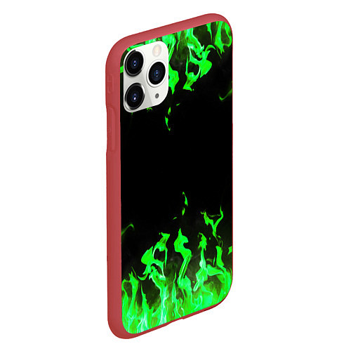 Чехол iPhone 11 Pro матовый GREEN FIRE ОГОНЬ / 3D-Красный – фото 2