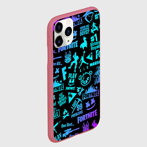 Чехол iPhone 11 Pro матовый FORTNITE / 3D-Малиновый – фото 2