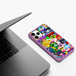 Чехол iPhone 11 Pro матовый BRAWL STARS ВСЕ БРАВЛЕРЫ, цвет: 3D-фиолетовый — фото 2