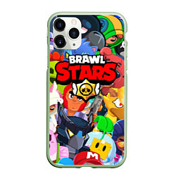 Чехол iPhone 11 Pro матовый BRAWL STARS ВСЕ БРАВЛЕРЫ, цвет: 3D-салатовый