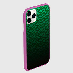 Чехол iPhone 11 Pro матовый Узор зеленая чешуя дракон, цвет: 3D-фиолетовый — фото 2