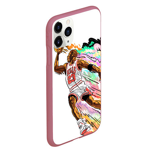 Чехол iPhone 11 Pro матовый МАЙКЛ ДЖОРДАН / 3D-Малиновый – фото 2