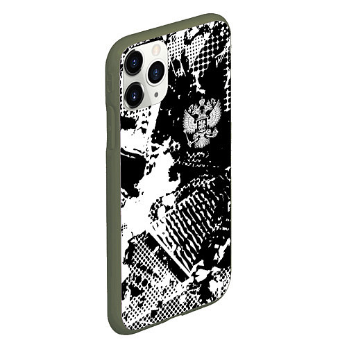 Чехол iPhone 11 Pro матовый Россия / 3D-Темно-зеленый – фото 2