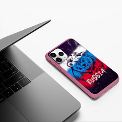 Чехол iPhone 11 Pro матовый Russia Bear, цвет: 3D-малиновый — фото 2