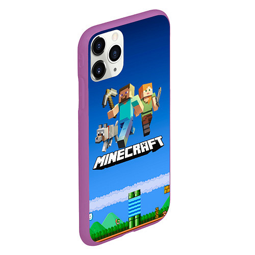 Чехол iPhone 11 Pro матовый Minecraft / 3D-Фиолетовый – фото 2