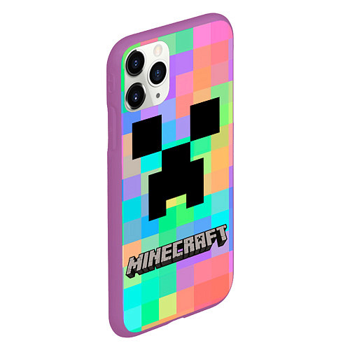 Чехол iPhone 11 Pro матовый Minecraft / 3D-Фиолетовый – фото 2