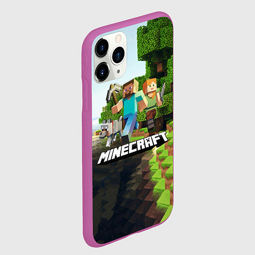 Чехол iPhone 11 Pro матовый Minecraft / 3D-Фиолетовый – фото 2