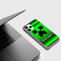 Чехол iPhone 11 Pro матовый Minecraft, цвет: 3D-фиолетовый — фото 2