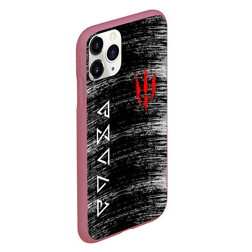 Чехол iPhone 11 Pro матовый THE WITCHER / 3D-Малиновый – фото 2